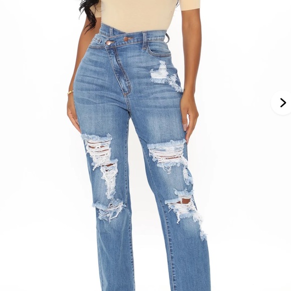 SOLD ****Fashion Nova Ripped Blue Skinny Jeans - Picture 9 of 11
